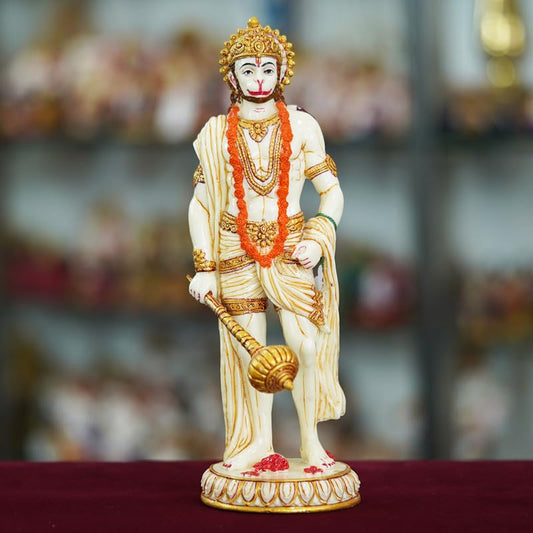 Deveie Crafts Marble Handmade Hanuman Ji Idol for Home Décor Decorations for Living Room Handcrafted Showpiece for Décor (10 INCHES Height) - Deveie
