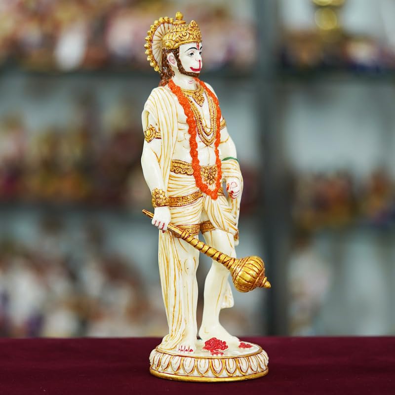 Deveie Crafts Marble Handmade Hanuman Ji Idol for Home Décor Decorations for Living Room Handcrafted Showpiece for Décor (10 INCHES Height)