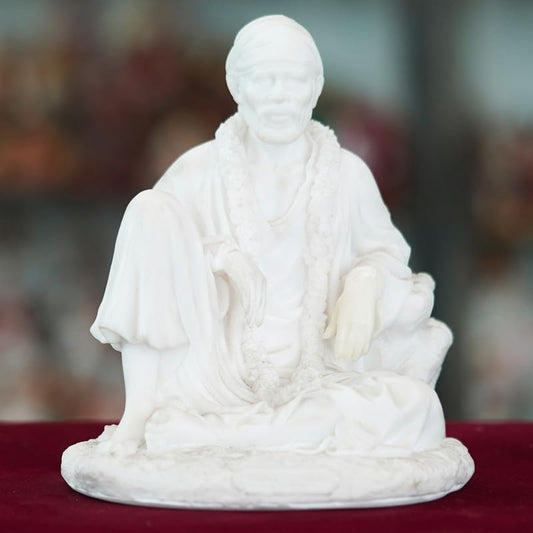 Deveie Crafts Marble Handmade Sai Baba Idol for Home Décor Handcrafted Showpiece for Table Décor(8 INCHES Height) - Deveie