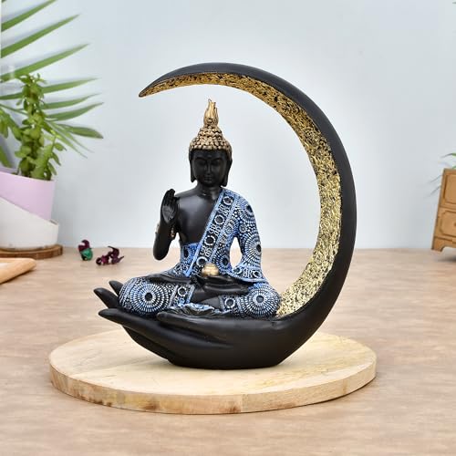 Deveie Crafts,Samadhi Buddha Sitting On Chand for Home Décor, Showpeice for Living Room, Sculpture for Table Décor (26 X 21 CM) - Deveie