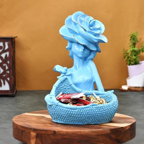 Deveie Crafts Resin Modern Art Decorative Lady with Basket Statue for Living Room and Home Decor, Showpiece for Decoration,(27 X 17 CM) - Deveie