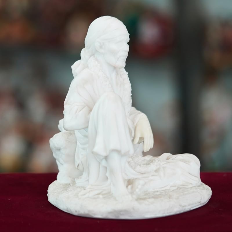 Deveie Crafts Marble Handmade Sai Baba Idol for Home Décor Handcrafted Showpiece for Table Décor(8 INCHES Height) - Deveie