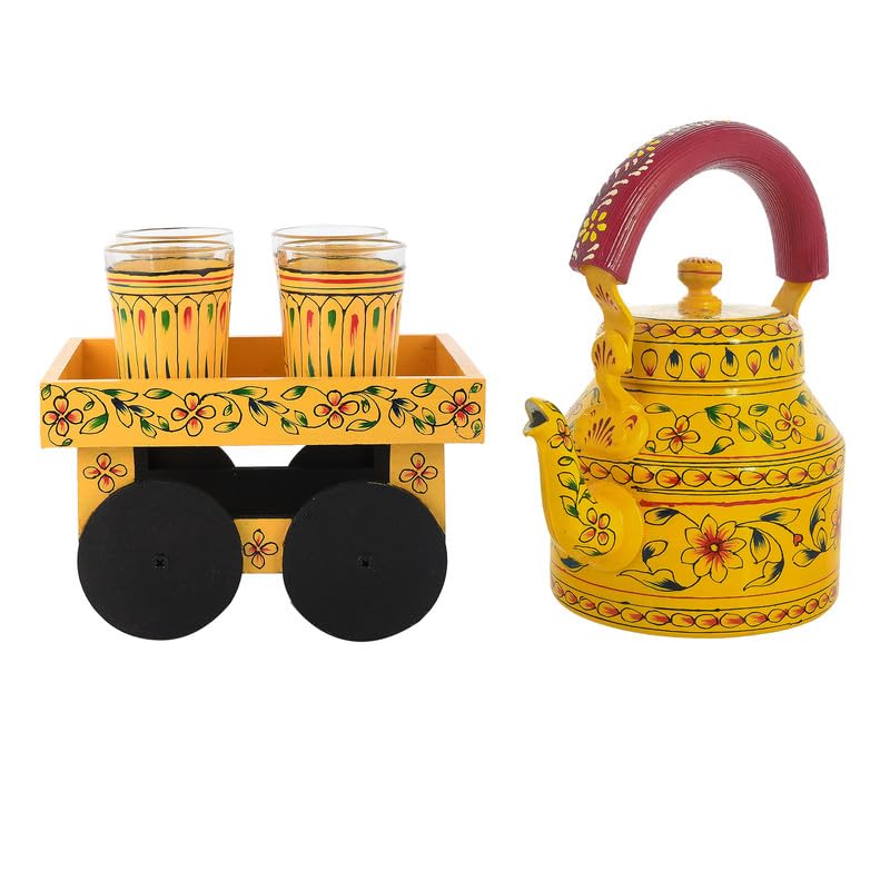 Deveie |Tea kettle home décor handmade handpainted oilpaint serving tray table décor - Deveie