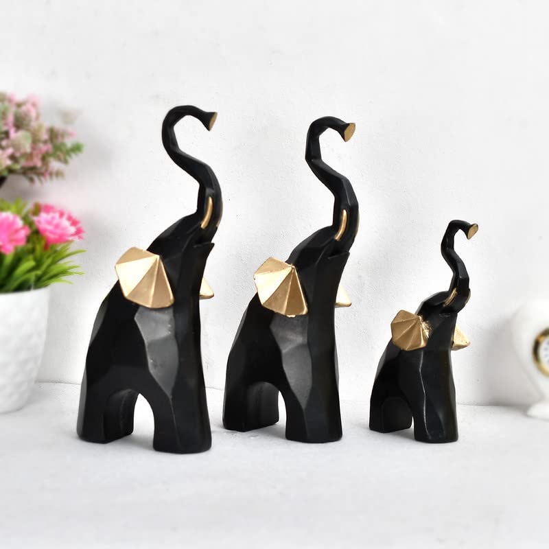 Handmade Elephant Statue for Home, Living Room and Bedroom Décor Lovable Designer Decorative Gift Item (Set of 3) by Deveie Crafts - Deveie