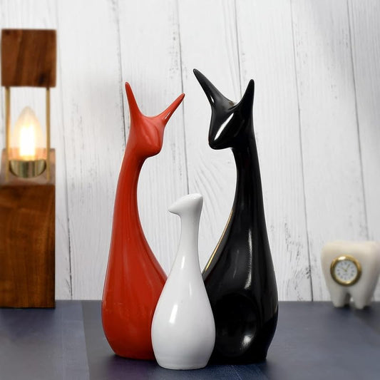 Deveie Crafts Set of Three Resin Deer Showpiece for Home Décor, Living Room Décor, Table Décor Decorations (25 X14 CM) - Deveie