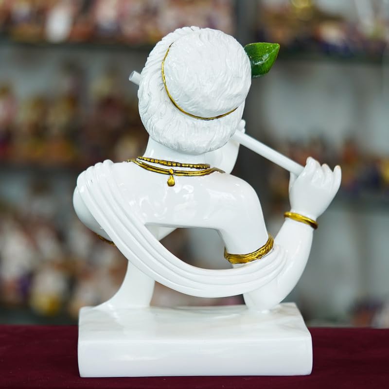 Deveie Crafts Marble Handmade Flute Krishna for Home Décor Handcrafted Showpiece for Table Décor Temple Décor - Deveie