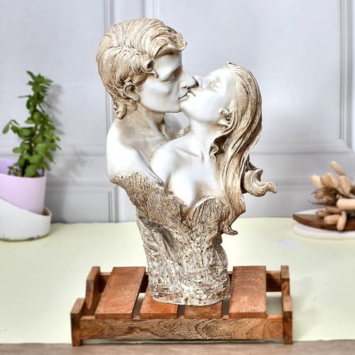 Deveie Crafts Resin Modern Art Valentine Romantic Love Couple Statue for Home Decor, Showpiece for Living Room, Table Décor (30 X 18 CM) - Deveie