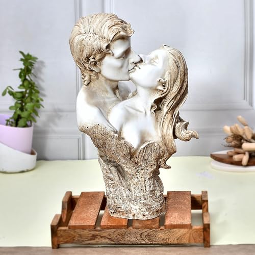 Deveie Crafts Resin Modern Art Valentine Romantic Love Couple Statue for Home Decor, Showpiece for Living Room, Table Décor (30 X 18 CM) 