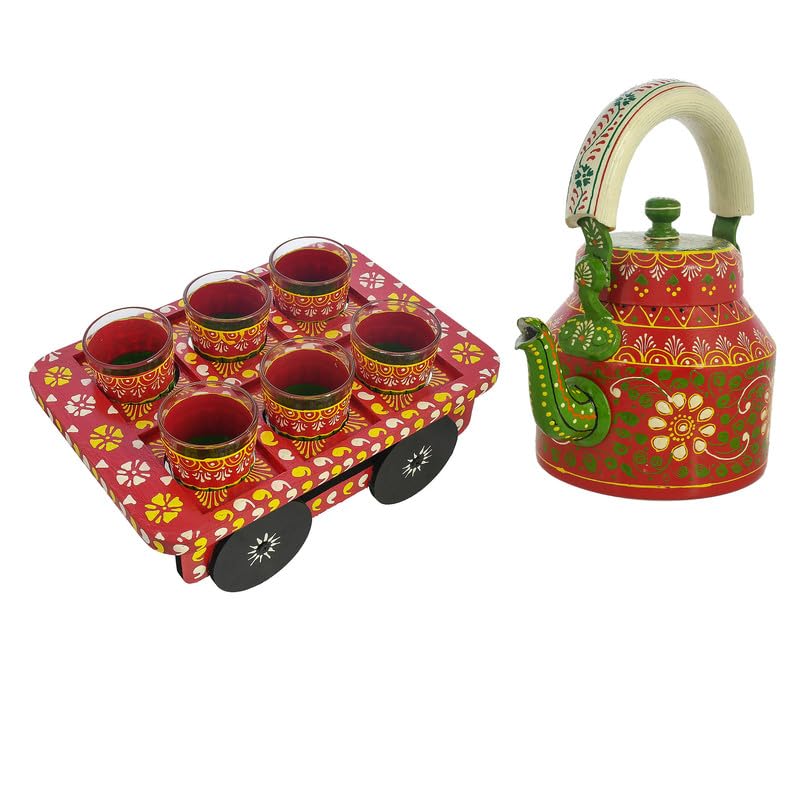 Deveie |Tea kettle home décor handmade handpainted oilpaint serving tray table décor - Deveie