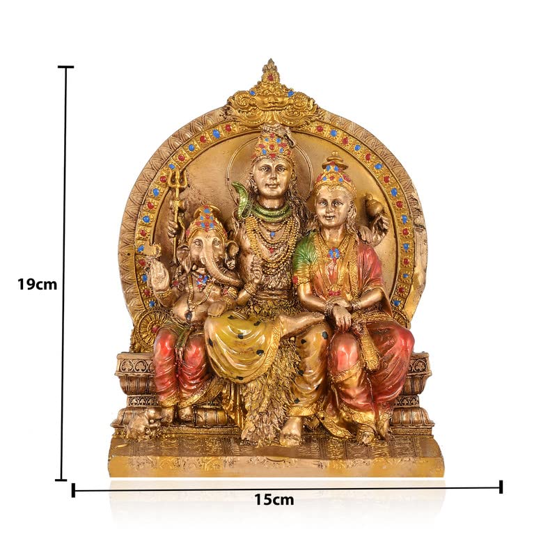 Handcrafted Resin Shiv Ganesh Parvati Showpiece for Home Décor/Gifting/Table Décor Lovable Designer Decorative Gift Item by Deveie Crafts - Deveie
