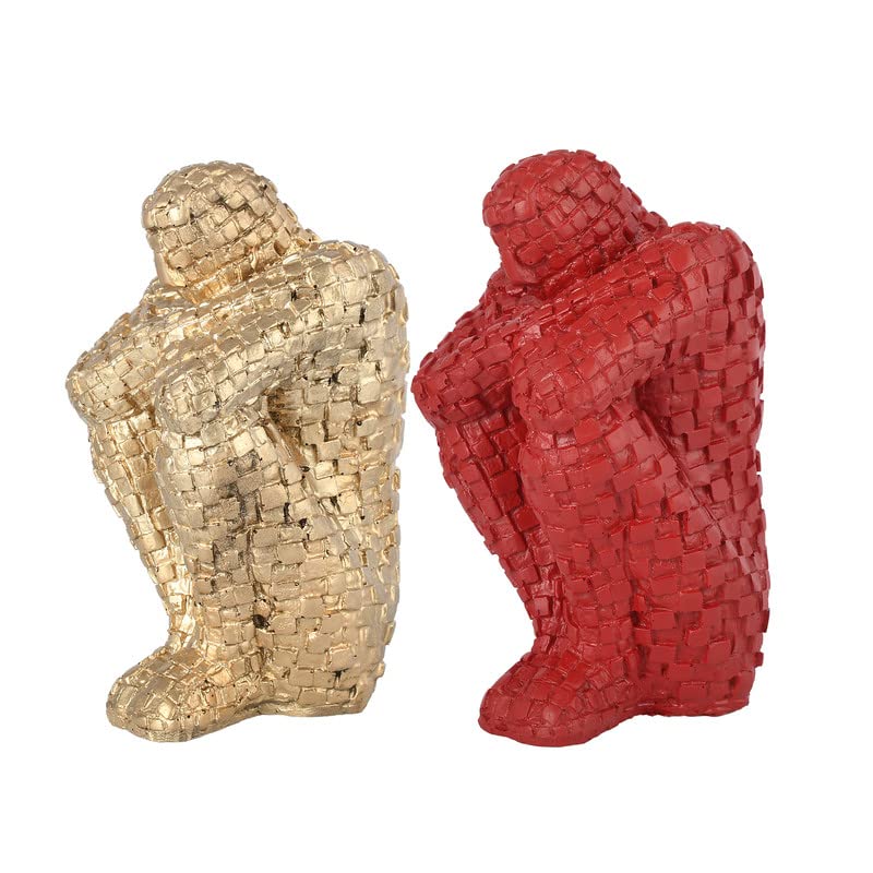 Handcrafted Set of 2 Resin Thinking Men Showpiece for Home Décor Lovable Designer Decorative Gift Item by Deveie Crafts - Deveie