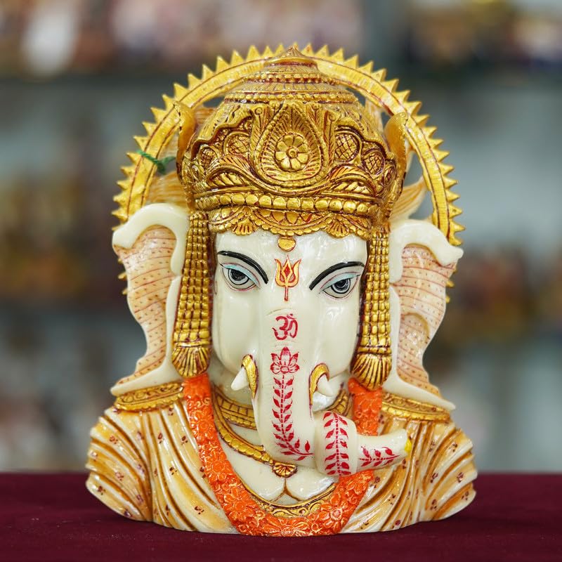 Deveie Crafts Marble Handmade Ganesh Ji Idol for Home Décor Decorations for Living Room Handcrafted Showpiece for Décor (4 INCHES Height) - Deveie
