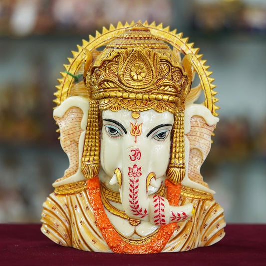 Deveie Crafts Marble Handmade Ganesh Ji Idol for Home Décor Decorations for Living Room Handcrafted Showpiece for Décor (4 INCHES Height) - Deveie