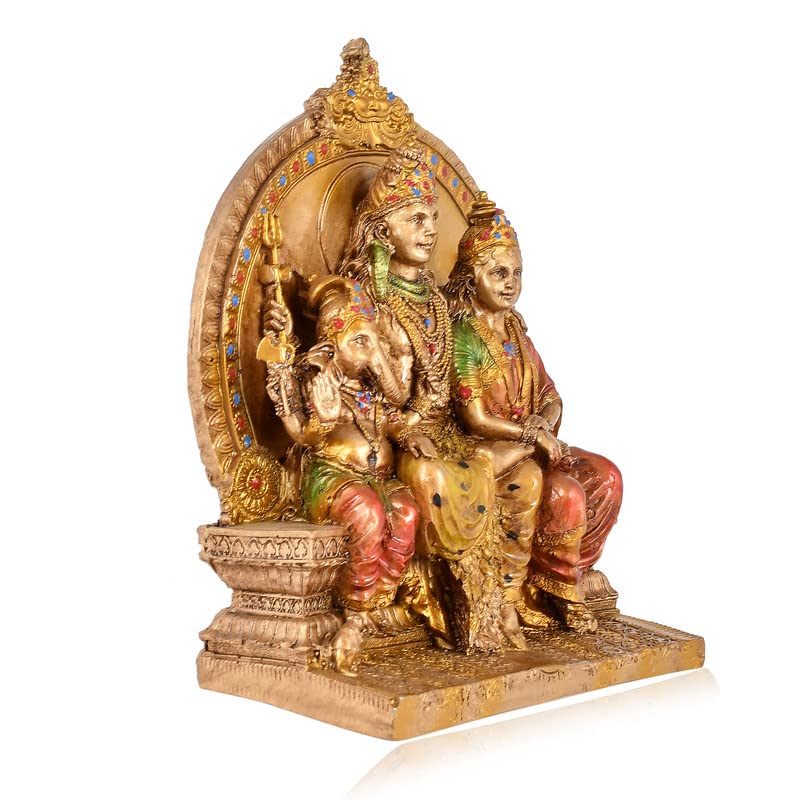 Handcrafted Resin Shiv Ganesh Parvati Showpiece for Home Décor/Gifting/Table Décor Lovable Designer Decorative Gift Item by Deveie Crafts - Deveie