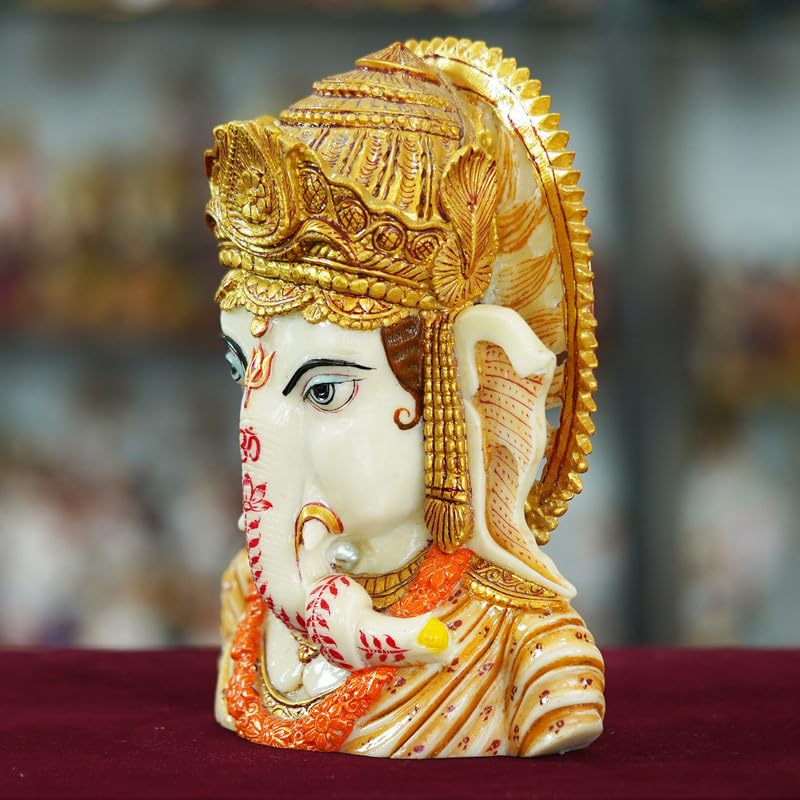 Deveie Crafts Marble Handmade Ganesh Ji Idol for Home Décor Decorations for Living Room Handcrafted Showpiece for Décor (4 INCHES Height) - Deveie