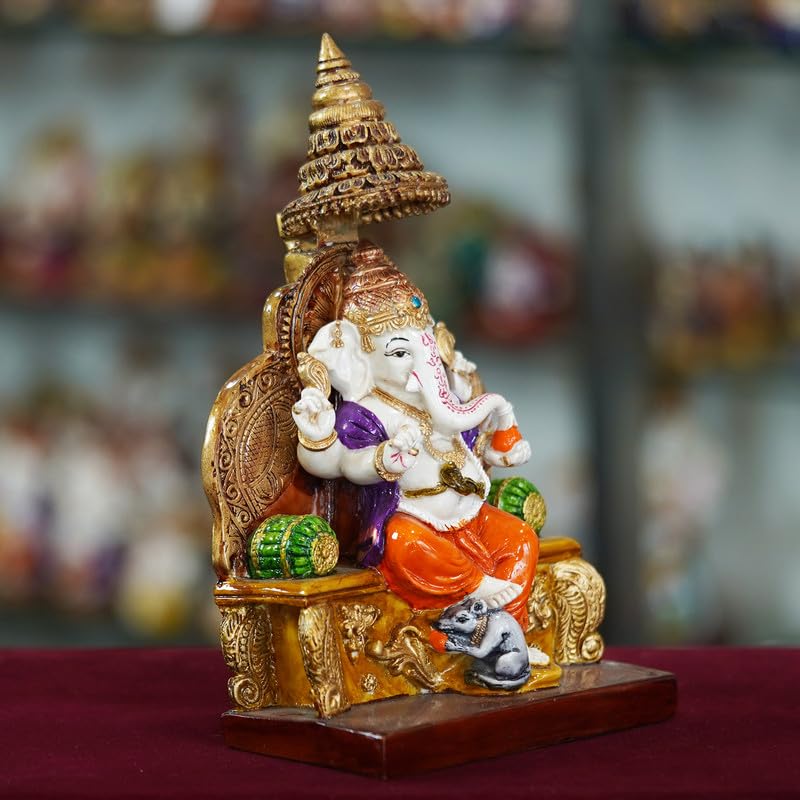 Deveie Crafts Marble Handmade Ganesh Ji Idol for Home Décor Decorations for Living Room Handcrafted Showpiece for Décor(10 INCHES Height)