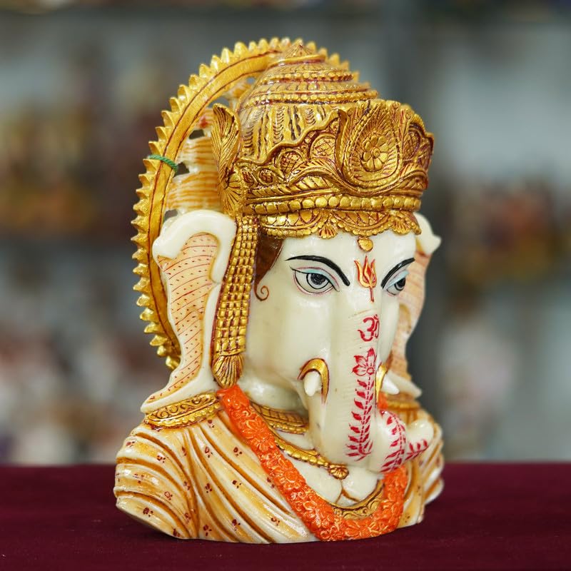 Deveie Crafts Marble Handmade Ganesh Ji Idol for Home Décor Decorations for Living Room Handcrafted Showpiece for Décor (4 INCHES Height) - Deveie