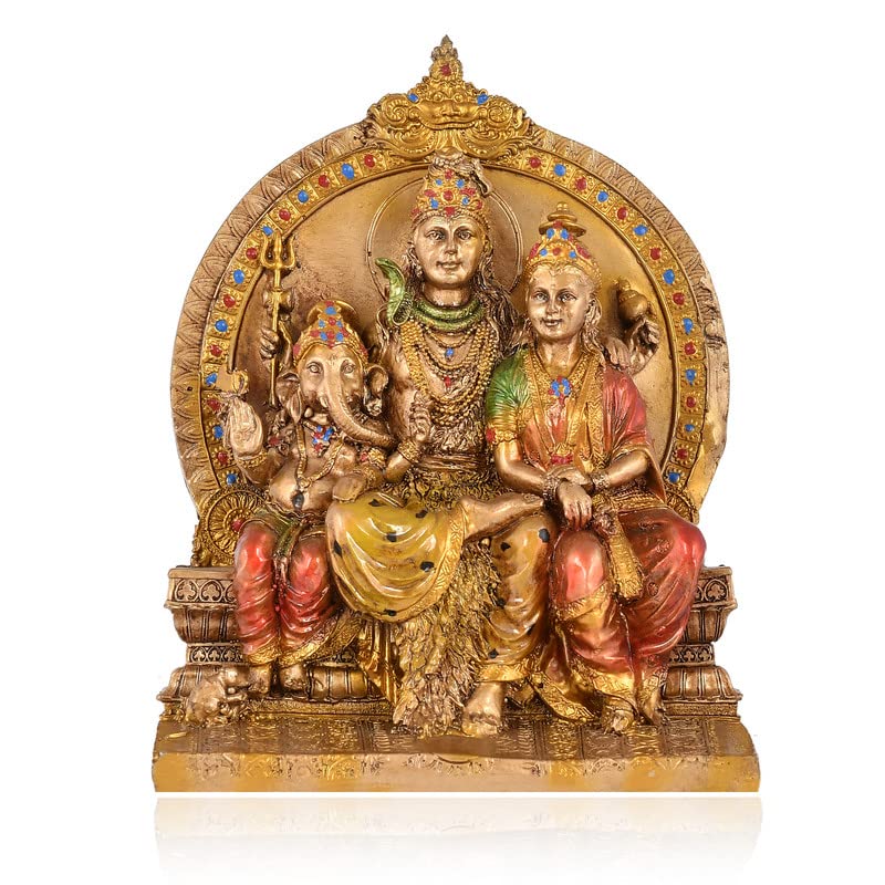Handcrafted Resin Shiv Ganesh Parvati Showpiece for Home Décor/Gifting/Table Décor Lovable Designer Decorative Gift Item by Deveie Crafts - Deveie