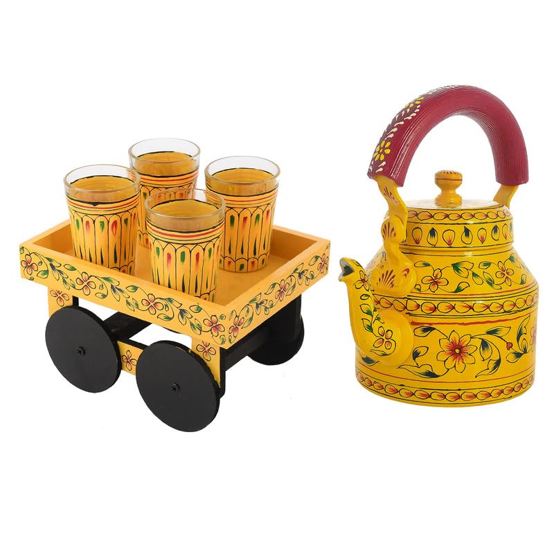 Deveie |Tea kettle home décor handmade handpainted oilpaint serving tray table décor - Deveie