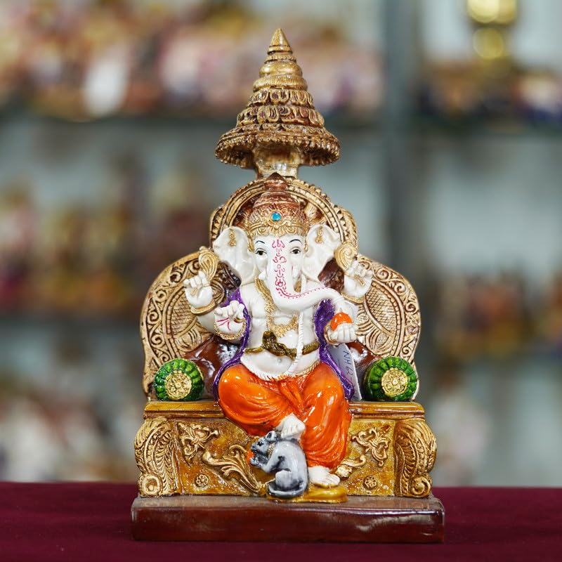 Deveie Crafts Marble Handmade Ganesh Ji Idol for Home Décor Decorations for Living Room Handcrafted Showpiece for Décor(10 INCHES Height) - Deveie