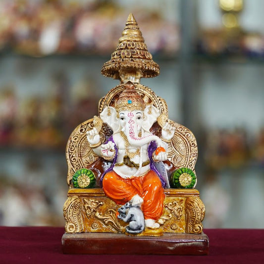 Deveie Crafts Marble Handmade Ganesh Ji Idol for Home Décor Decorations for Living Room Handcrafted Showpiece for Décor(10 INCHES Height) - Deveie