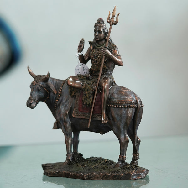 Deveie Crafts Idol Collections Large Shiva Idol Hindu God Shiva Sitting On Nandi Savaari (29.6cm Height X 25cm Width)