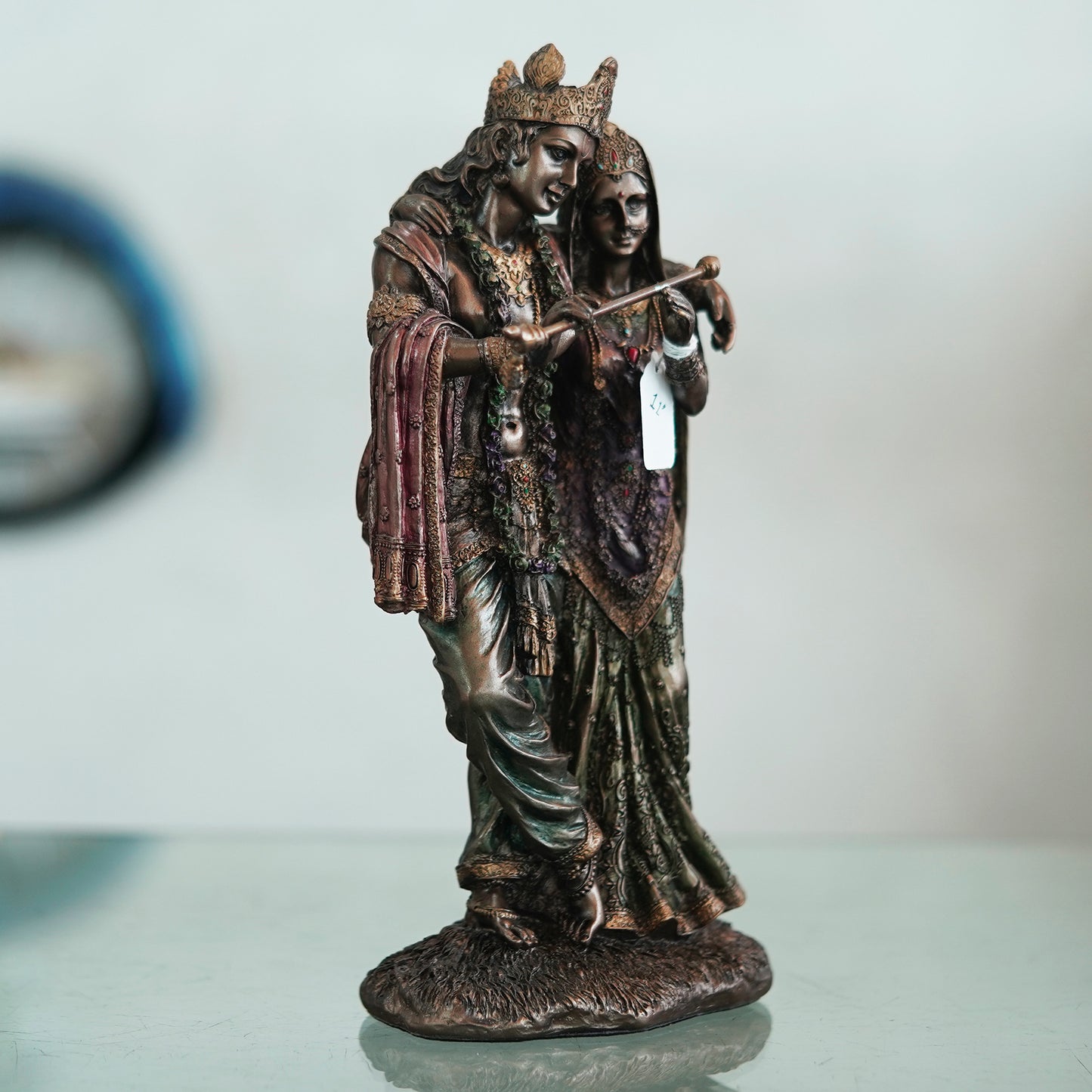 Deveie Crafts Beautiful Detailed Statue Radha Krishna Eternal Love Home Decor Gifts Decorative Showpiece - 30 cm (Polyresin, Brown) - Deveie