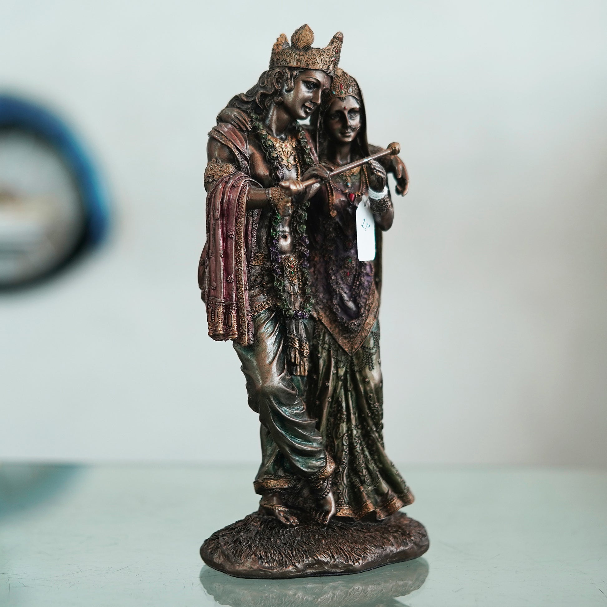 Deveie Crafts Beautiful Detailed Statue Radha Krishna Eternal Love Home Decor Gifts Decorative Showpiece - 30 cm (Polyresin, Brown) - Deveie