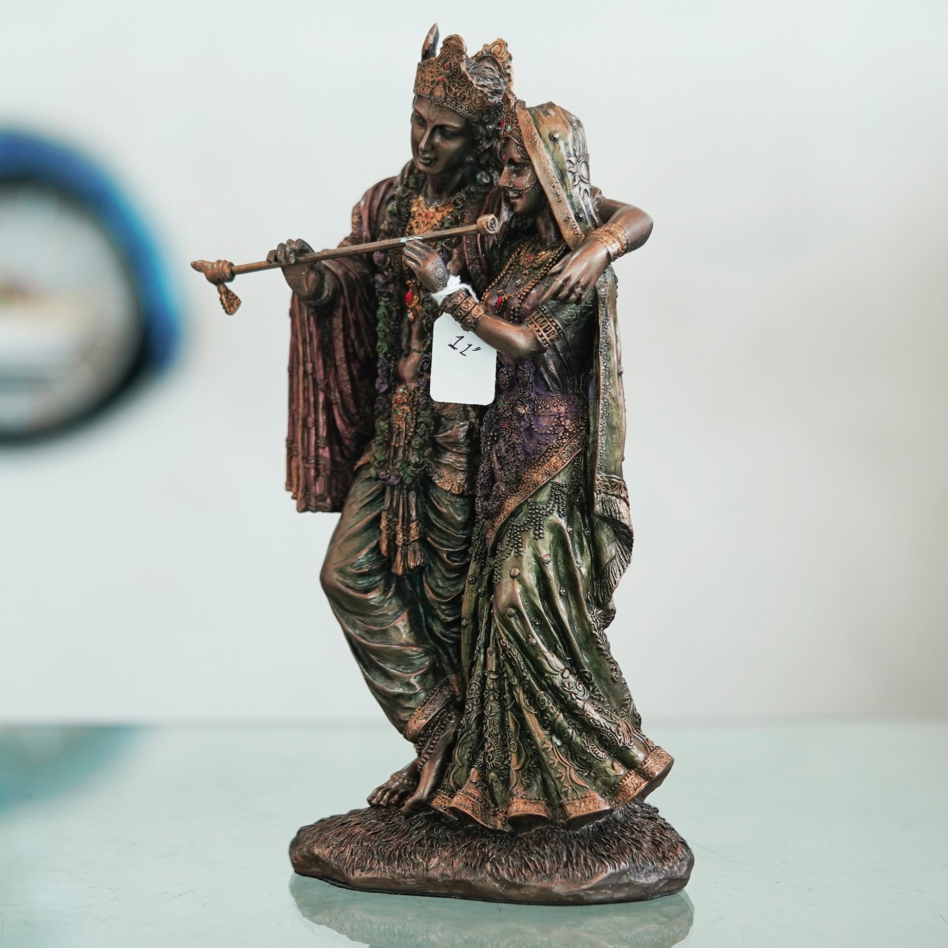 Deveie Crafts Beautiful Detailed Statue Radha Krishna Eternal Love Home Decor Gifts Decorative Showpiece - 30 cm (Polyresin, Brown) - Deveie