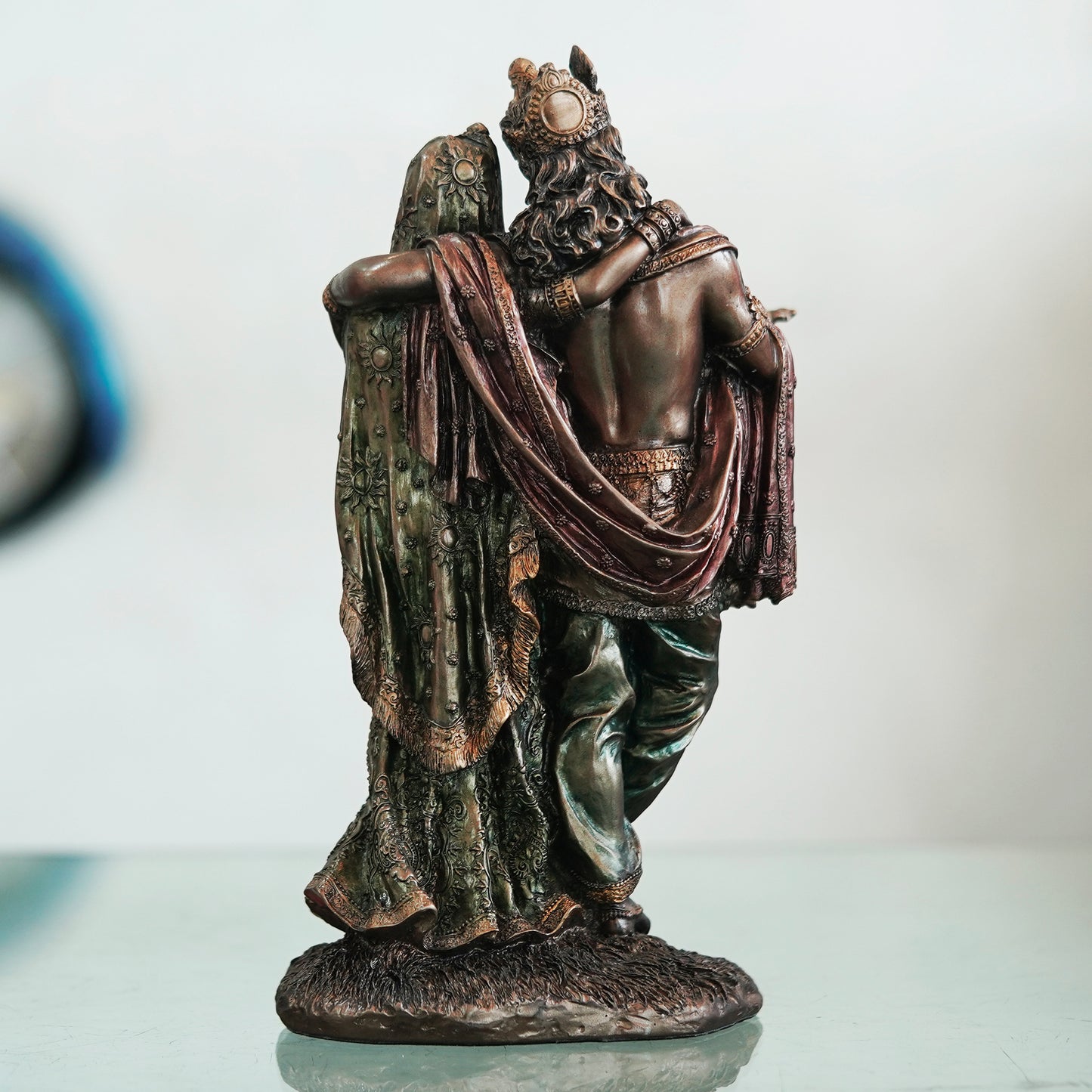 Deveie Crafts Beautiful Detailed Statue Radha Krishna Eternal Love Home Decor Gifts Decorative Showpiece - 30 cm (Polyresin, Brown) - Deveie