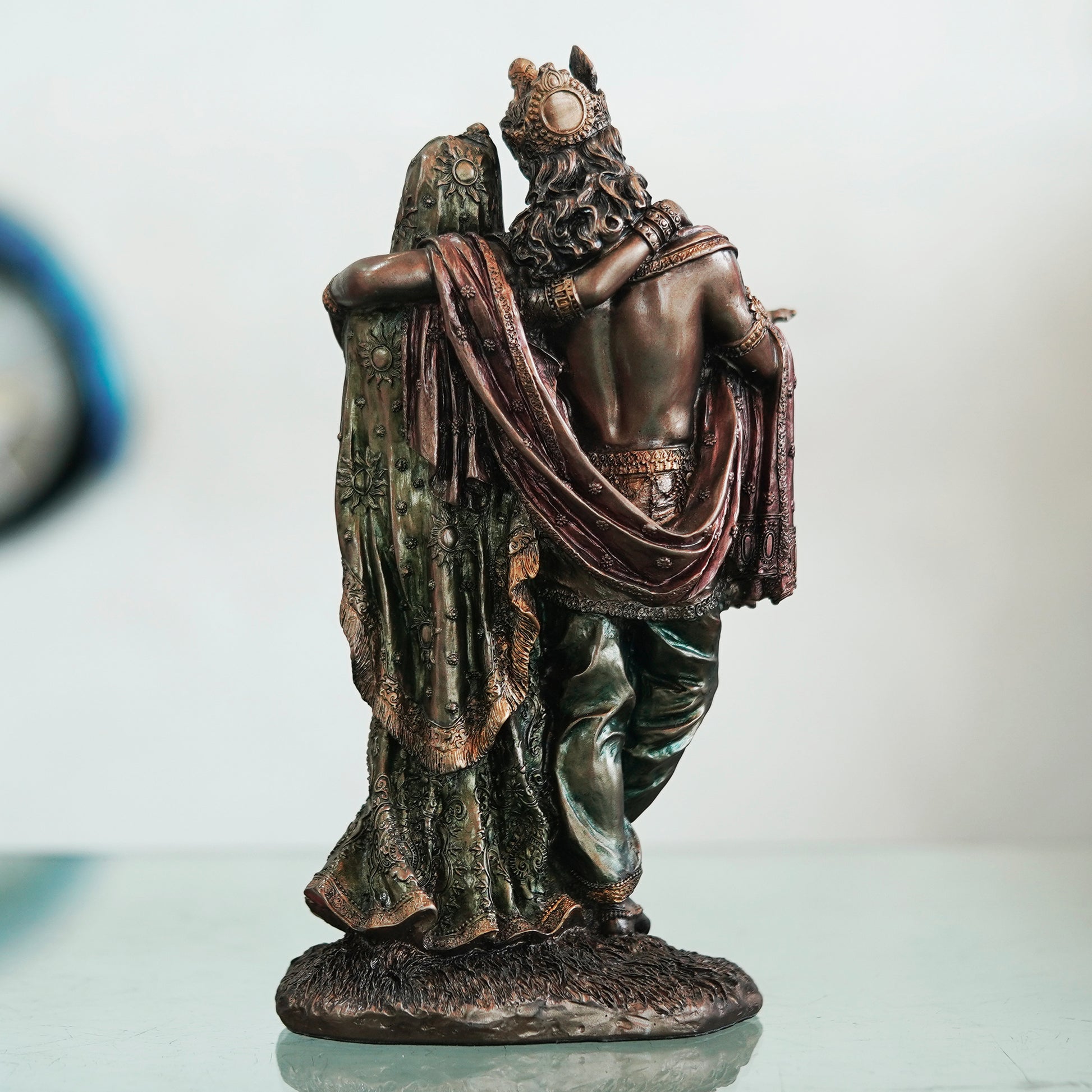 Deveie Crafts Beautiful Detailed Statue Radha Krishna Eternal Love Home Decor Gifts Decorative Showpiece - 30 cm (Polyresin, Brown) - Deveie