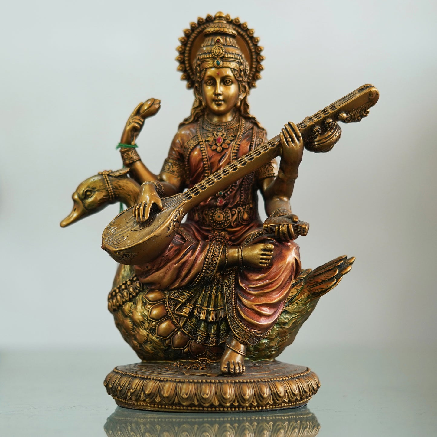 Deveie Crafts Resin Saraswati Devi Statue - Goddess of Prosperity and Wisdom - Deveie