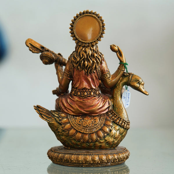 Deveie Crafts Resin Saraswati Devi Statue - Goddess of Prosperity and Wisdom - Deveie