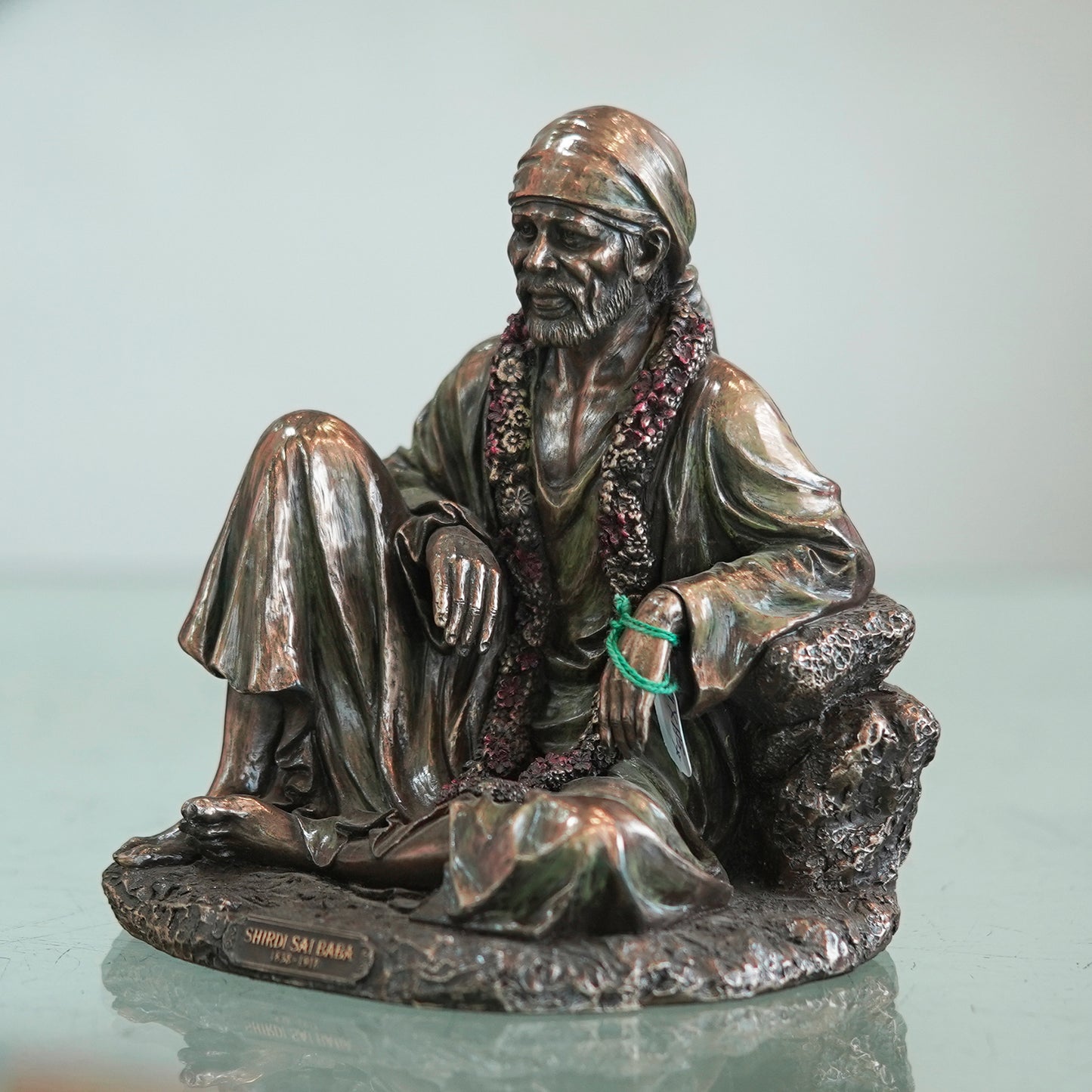 Deveie Crafts 6.5" God Sai Baba Statue Shirdi Sai Baba Bonded Bronze Idol Sairam Shyam for Altar Table Decor Religious Gift - Deveie