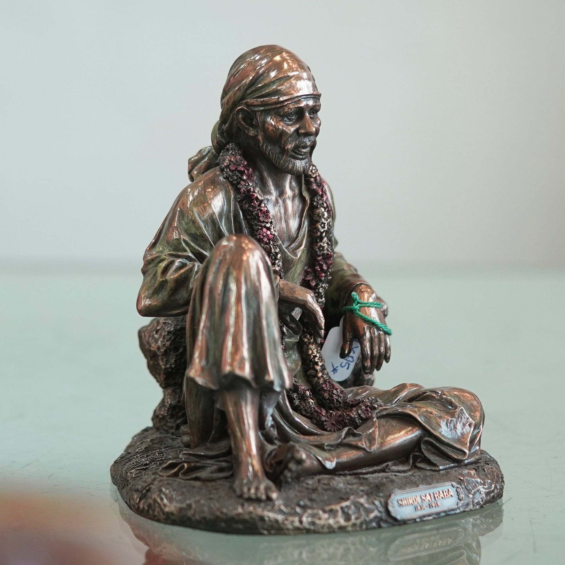 Deveie Crafts 6.5" God Sai Baba Statue Shirdi Sai Baba Bonded Bronze Idol Sairam Shyam for Altar Table Decor Religious Gift - Deveie