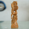 Deveie Crafts Harmonious Wooden Owl Family Sculpture: Crafted Elegance Depicting Unity and Wisdom in Nature's Embrace