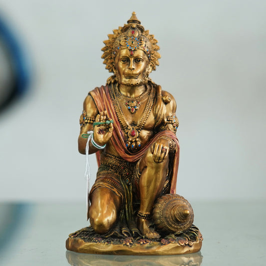 Deveie Crafts Sacred Resin Sculpture: Reverence Personified in Lord Hanuman Ji Showpiece - Deveie