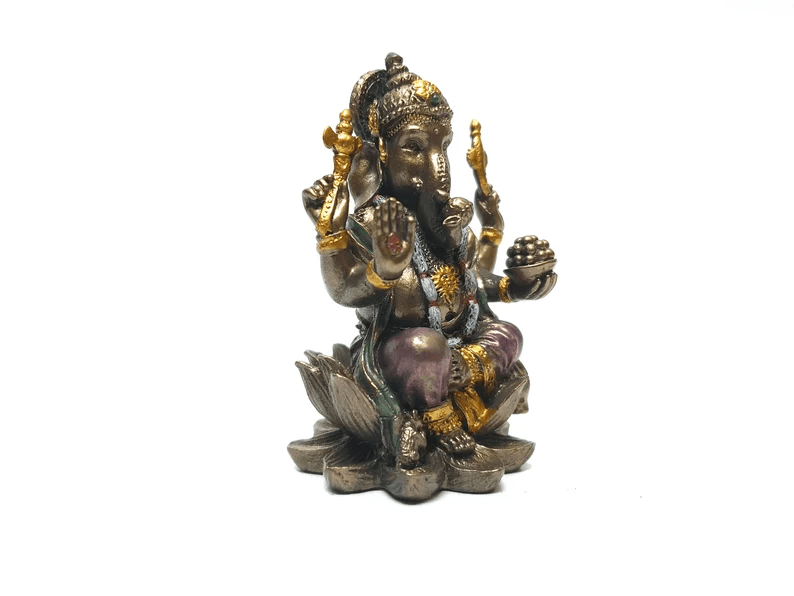 Deveie Crafts Brass Finish Ganesha Statue - Hindu God of Wisdom and New Beginnings - Deveie