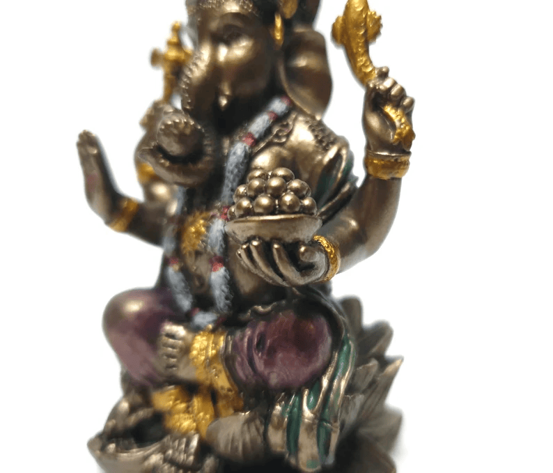 Deveie Crafts Brass Finish Ganesha Statue - Hindu God of Wisdom and New Beginnings - Deveie