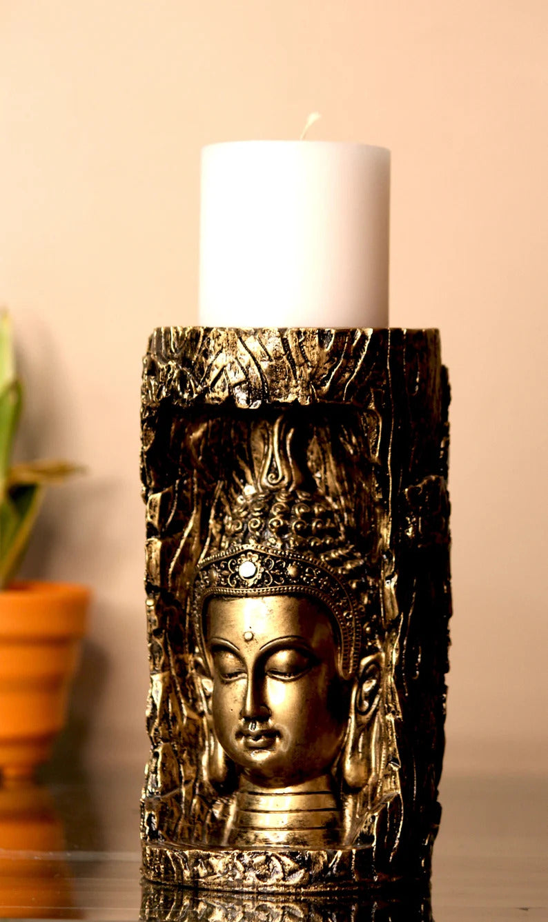 Deveie Crafts Serenity Illuminated: Handcrafted Buddha Lamp Showpiece for Home Decoration - Deveie