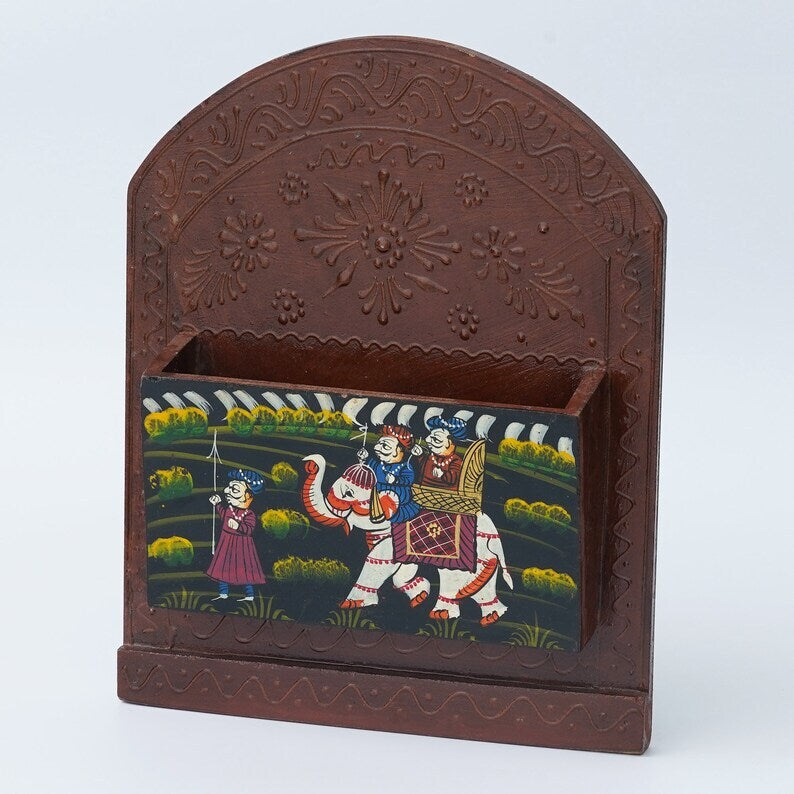 Deveie Crafts Handcrafted Wooden Newspaper Holder, Book Holder For Home Decor, Office Decor, Rajasthani Handicrafts, Indian Art - Deveie