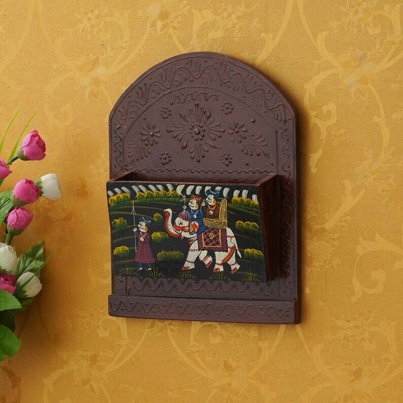 Deveie Crafts Handcrafted Wooden Newspaper Holder, Book Holder For Home Decor, Office Decor, Rajasthani Handicrafts, Indian Art - Deveie