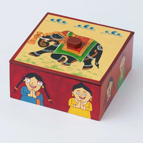 Wooden Dry Fruit Box diwali dry fruit box wooden jewelry box painted Dry Fruit box treasure box storage box jewelry gift box For Home Decor