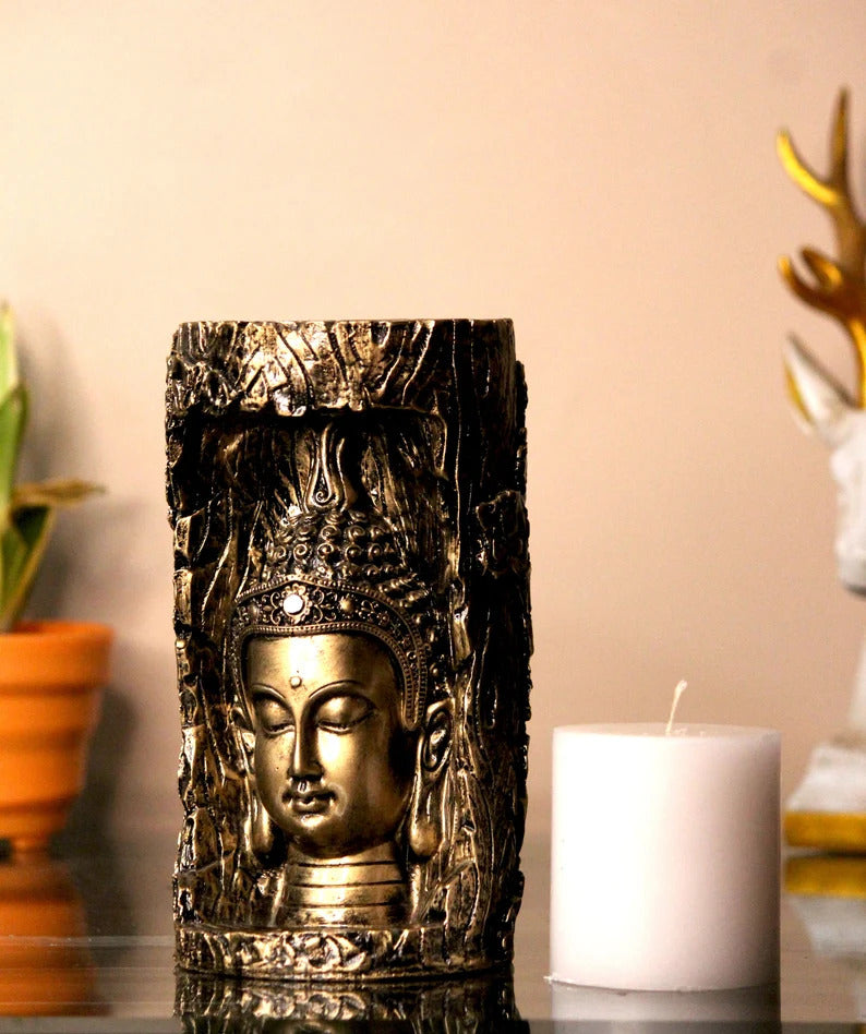 Deveie Crafts Serenity Illuminated: Handcrafted Buddha Lamp Showpiece for Home Decoration - Deveie