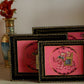 Deveie Crafts Handpainted Wooden Serving Tray Set of 3/ Antique Diwali Decoration/ Home Decor/ Wedding, Housewarming Gift - Deveie