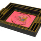 Deveie Crafts Handpainted Wooden Serving Tray Set of 3/ Antique Diwali Decoration/ Home Decor/ Wedding, Housewarming Gift - Deveie