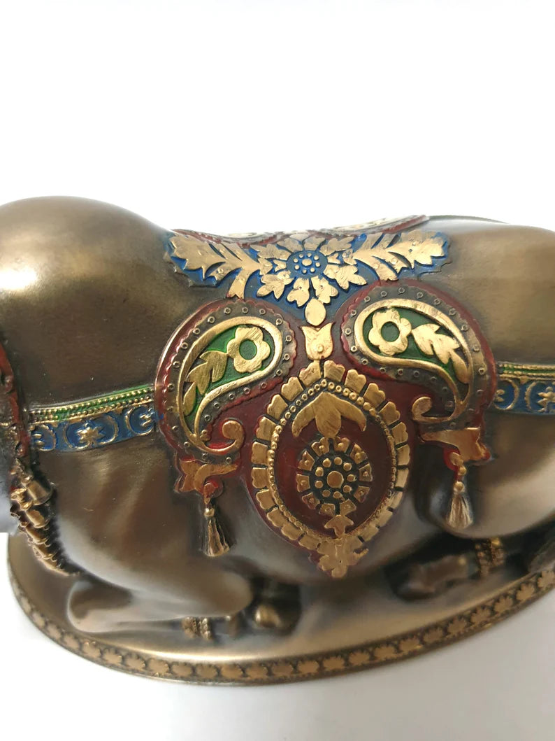 Deveie Crafts Bronze Statue of Nandi the Sacred Bull Gatekeeper of Shiva and Parvati, God Nandi Statue, Shiva, Sacred Bull - Deveie