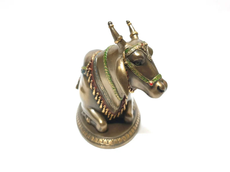 Deveie Crafts Bronze Statue of Nandi the Sacred Bull Gatekeeper of Shiva and Parvati, God Nandi Statue, Shiva, Sacred Bull - Deveie