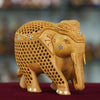 Wood Carving Undercut Jali Work Elephant Statue Beautiful Decorative Showpiece Figurine for Home Decor & Gift Purpose