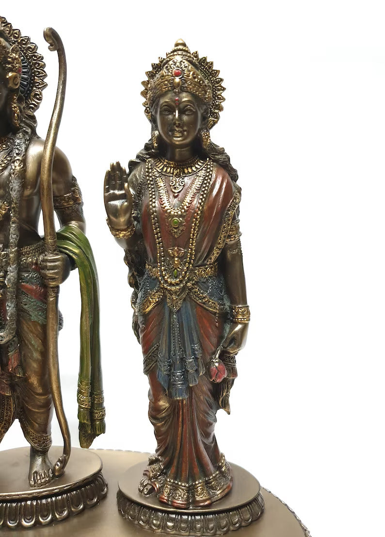 Deveie Crafts Ramdarbar Statue, Lord Rama, Lord Hanuman, Lord Lakshman, Sita Mata, Rama family statue, Hindu Gods statue, Ram With Hanuman - Deveie